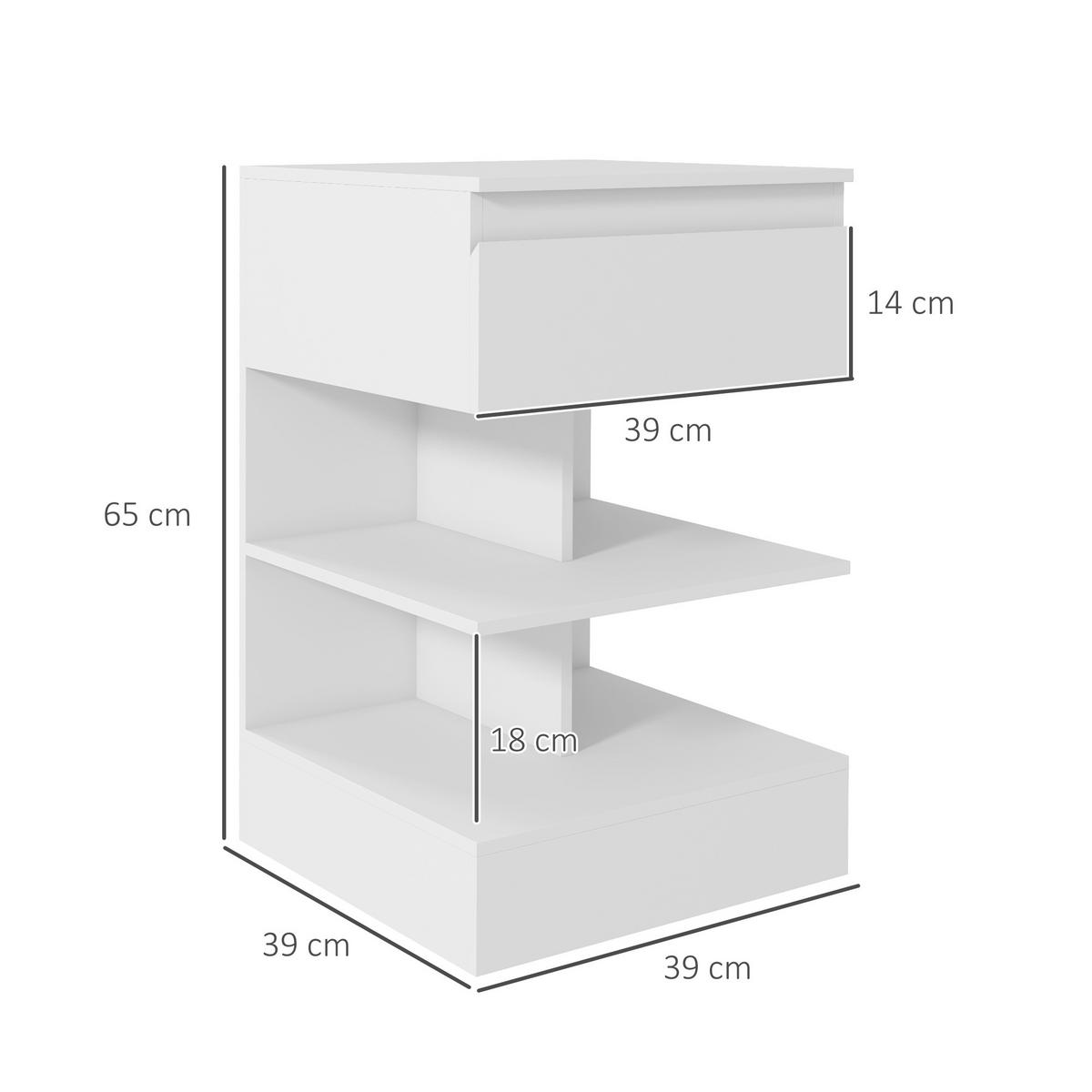 NACHTTISCH Weiß 1 Stück - Weiß, Kunststoff (39/65/39cm) - GiPP
