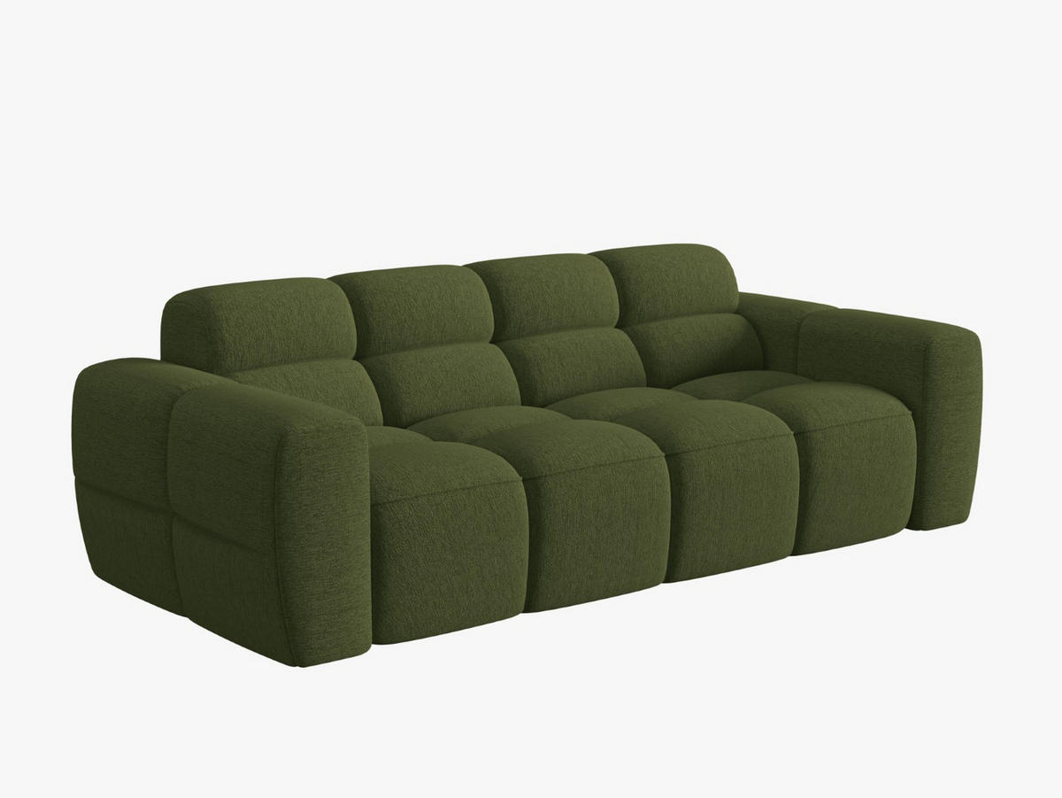SOFA Lisa aus strukturiertem Stoff grün meliert 3 Sitzplätze - Grün, Textil (101/77/216cm) - Micadoni
