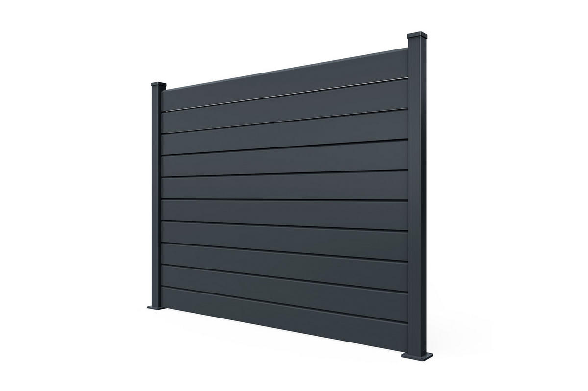 ALUMINIUM-LAMELLENZAUN 8 m VANO H. 150 cm grau - Grau, Metall (200/156cm) - Casanoov