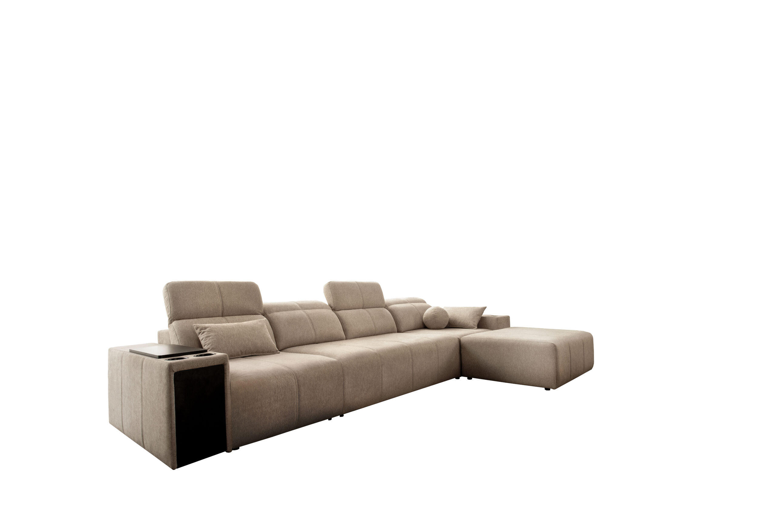 ECKSOFA mit Schlaffunktion und Mindy XII Stoff Verita KaltesBeige Rechts - Creme, Holz (348/202cm) - Kaiser Möbel