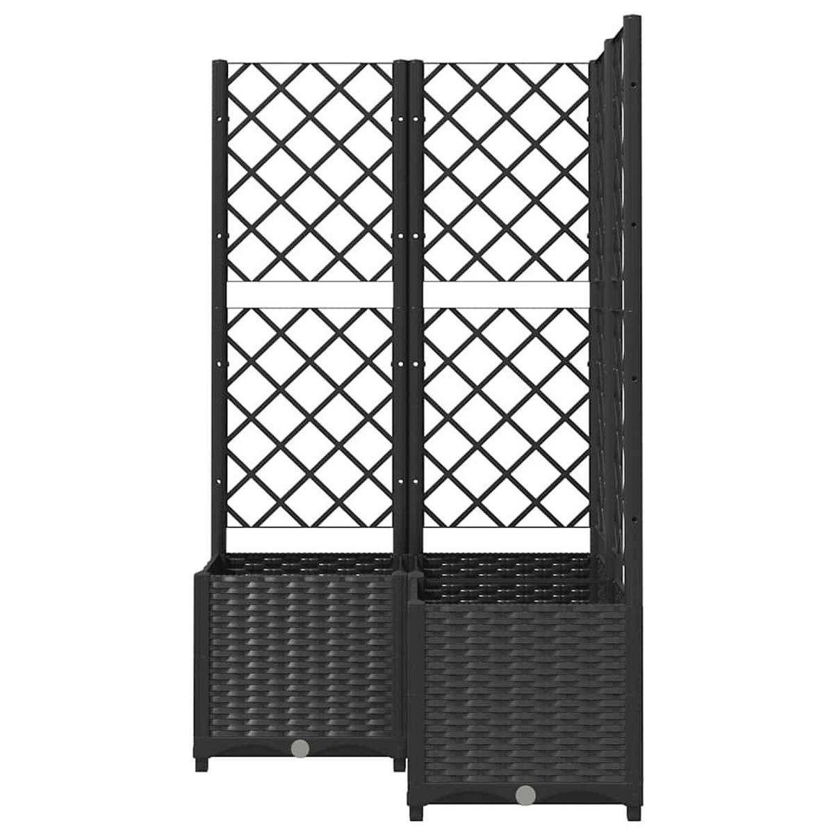 HOCHBEET mit Rankgitter in L-Form, 80/80/136 cm, aus PP, Schwarz - Schwarz, Kunststoff (80/136/80cm) - vidaXL