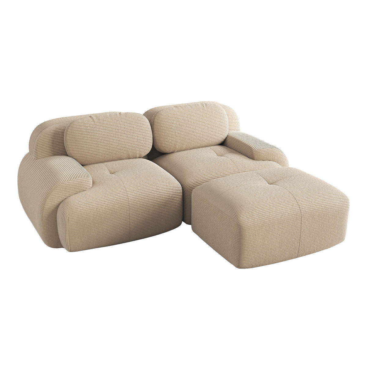 ECKSOFA modular aus Cord Beige rahmenlos - Beige, Kunststoff (178/208.1cm) - Meubliv