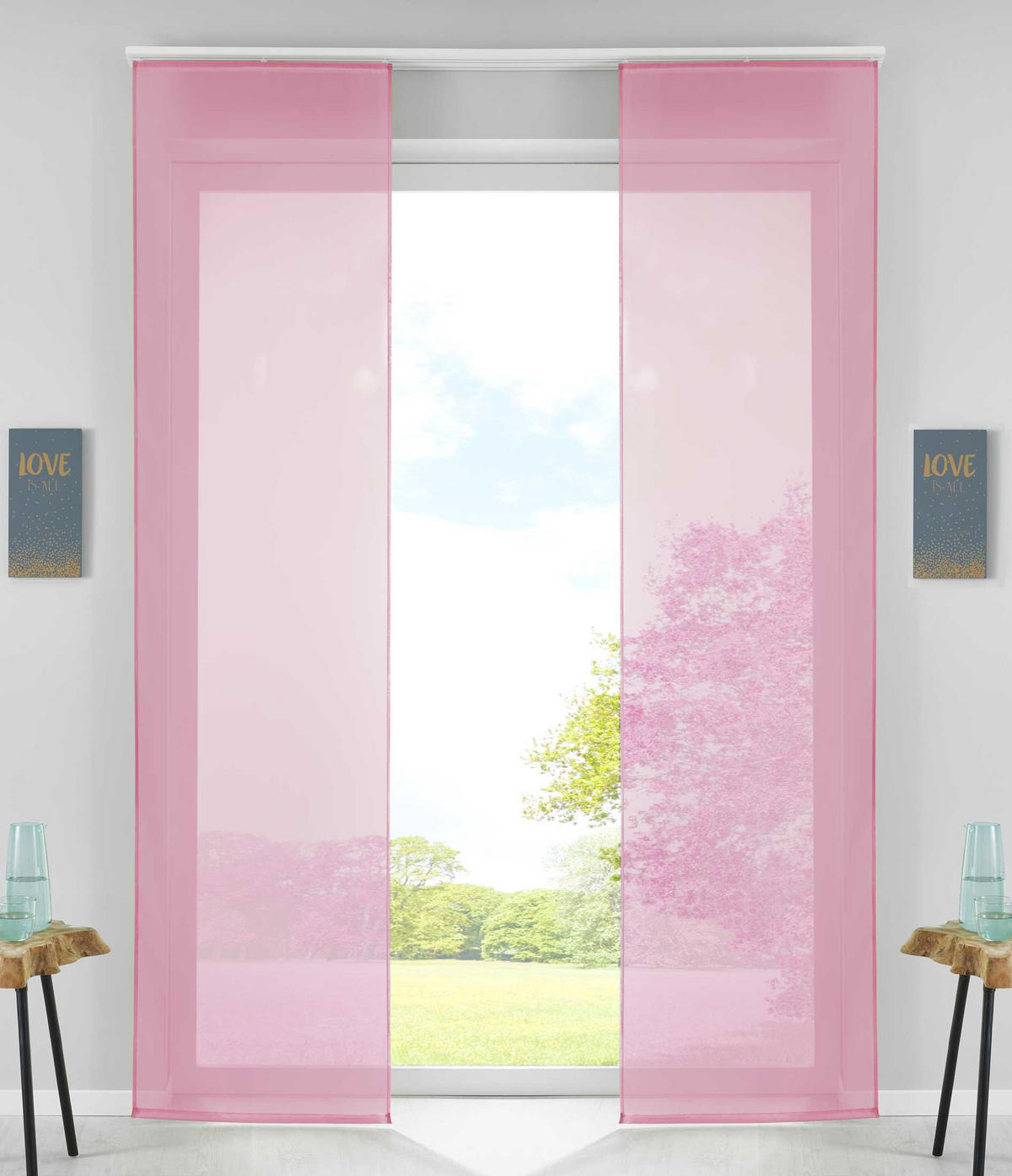 VORHANG 2ER SET HxB 245x60 cm Rosa - Rosa, Textil (60/245cm) - Gardinenbox