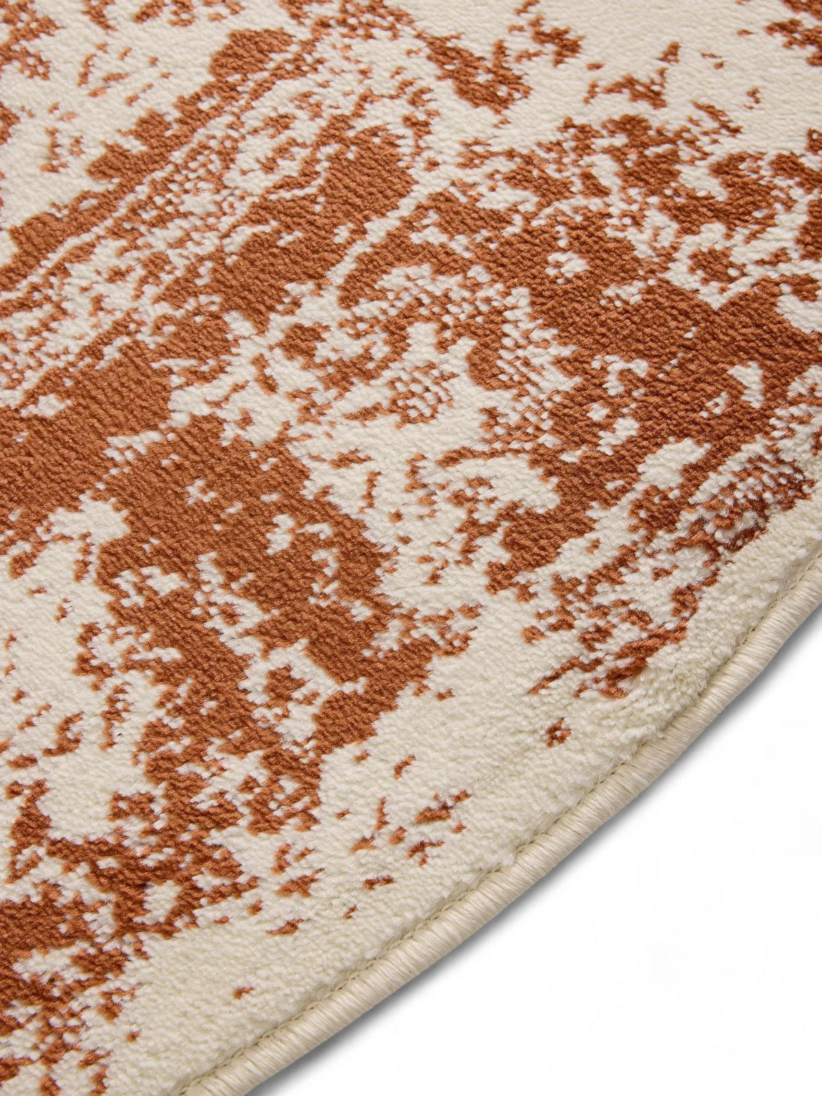 VINTAGE-TEPPICH Suki ø 160 cm rund - Creme/Orange, Kunststoff (160/160cm) - benuta