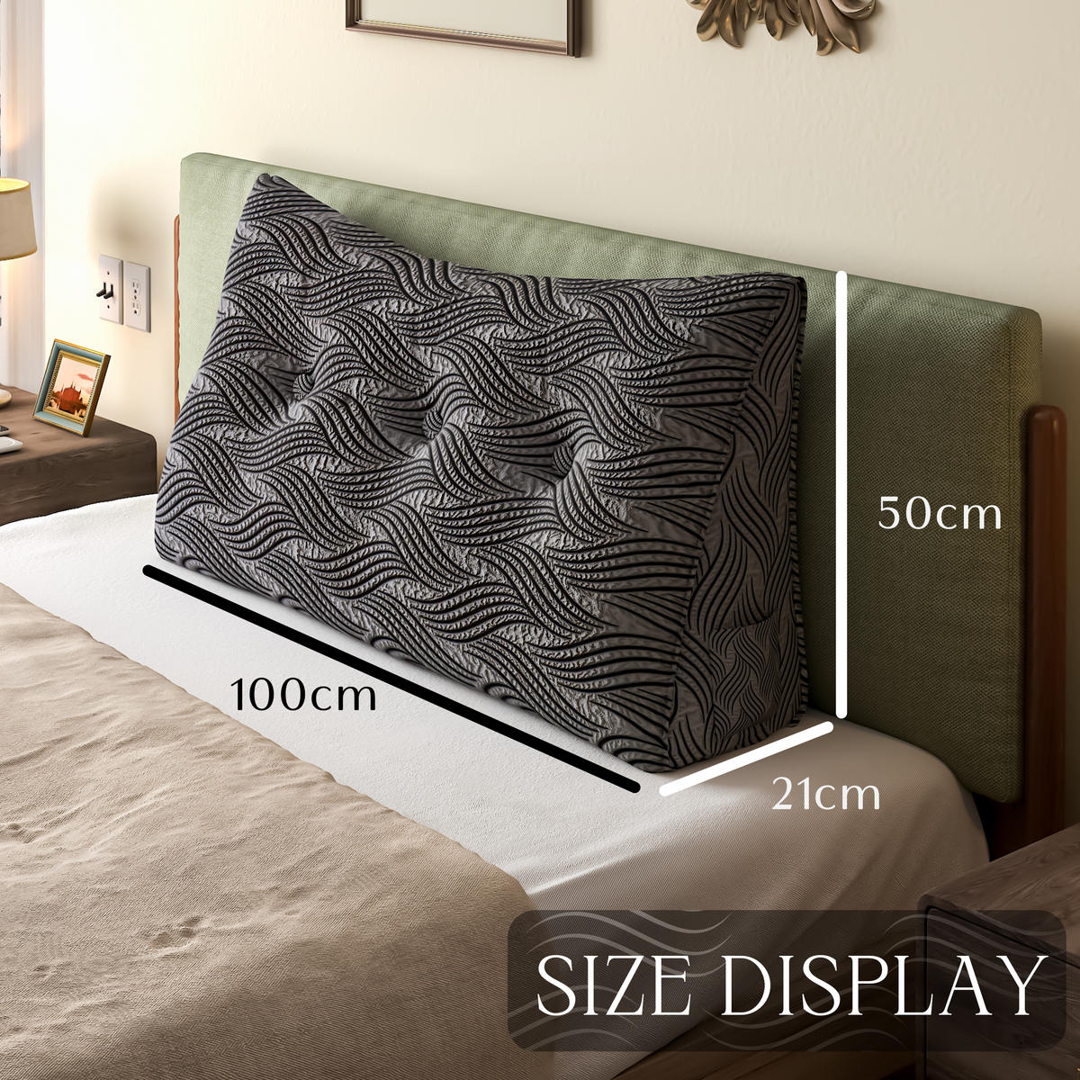 KEILKISSEN für Bett beflockter Crinkle-Stoff 100cm - Schwarz, Textil (21/100cm) - Vercart