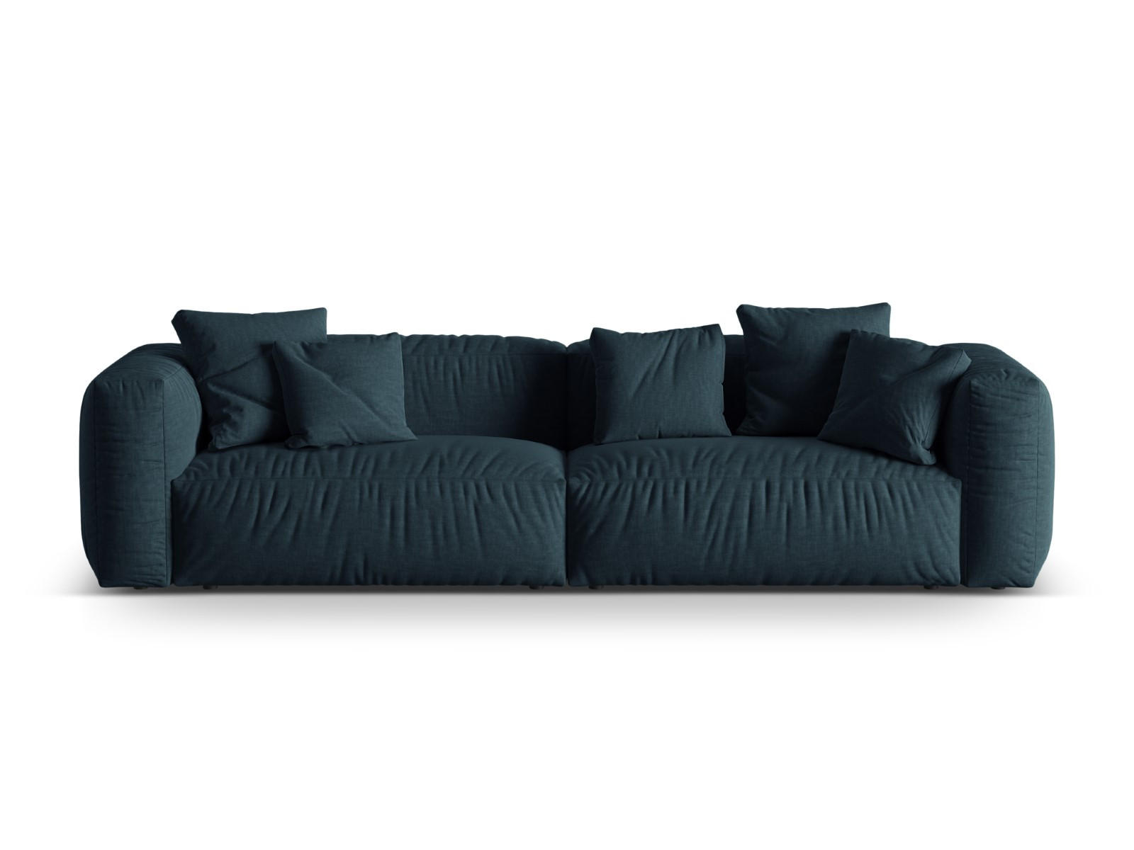 SOFA modular Martina aus strukturiertem Stoff jeansblau 4 Sitzplätze - Blau, Textil (320/75/106cm) - Micadoni