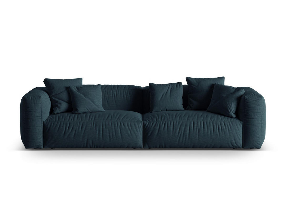 SOFA modular Martina aus strukturiertem Stoff jeansblau 4 Sitzplätze - Blau, Textil (320/75/106cm) - Micadoni