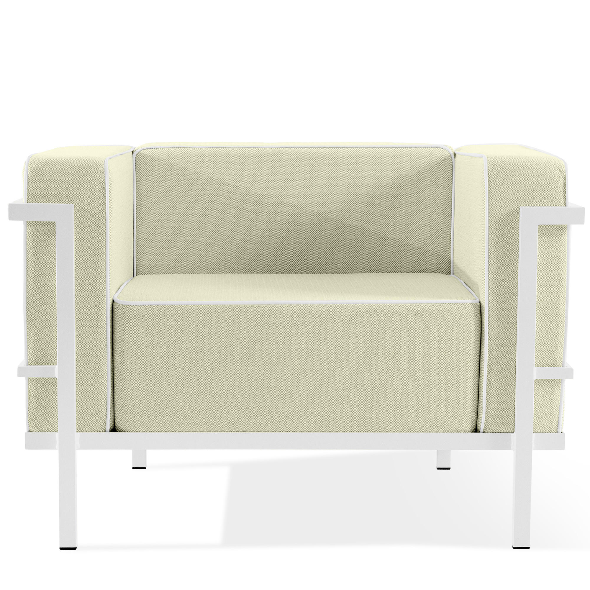 GARTENSESSEL TRIGLO Stahlgestell, Modern, Weiß - Weiß/Hellgrün, Textil/Metall (99/70/69cm) - KONSIMO®