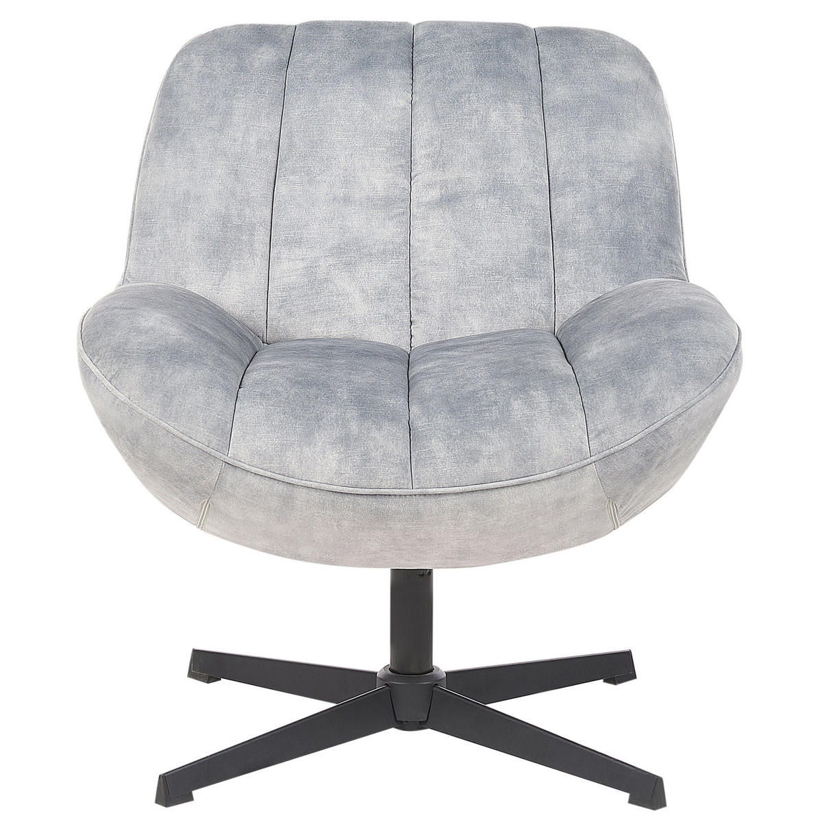 STUHL mit Fußhocker Hellgrau Lia - Schwarz/Grau, Textil (71/79/80cm) - Beliani