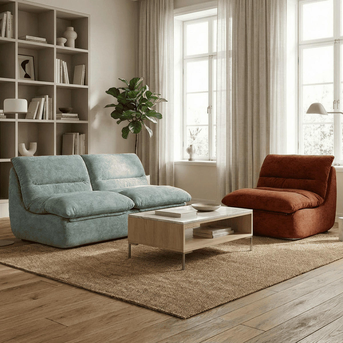 SITZGARNITUR Nuvia Sofa und Sessel Salbei und Schokolade - Salbeigrün/Braun, Textil (160/73/100cm) - COCO Living