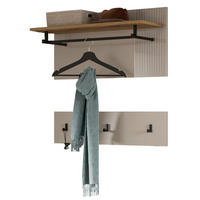 GARDEROBENPANEEL Kaschmir Sand, Eiche Evoke, Wandgarderobe Set 2-teilig 80 cm Skid - Kaschmir/Eichefarben, Holzwerkstoff/Metall (80/80/28cm) - Inn.Furn