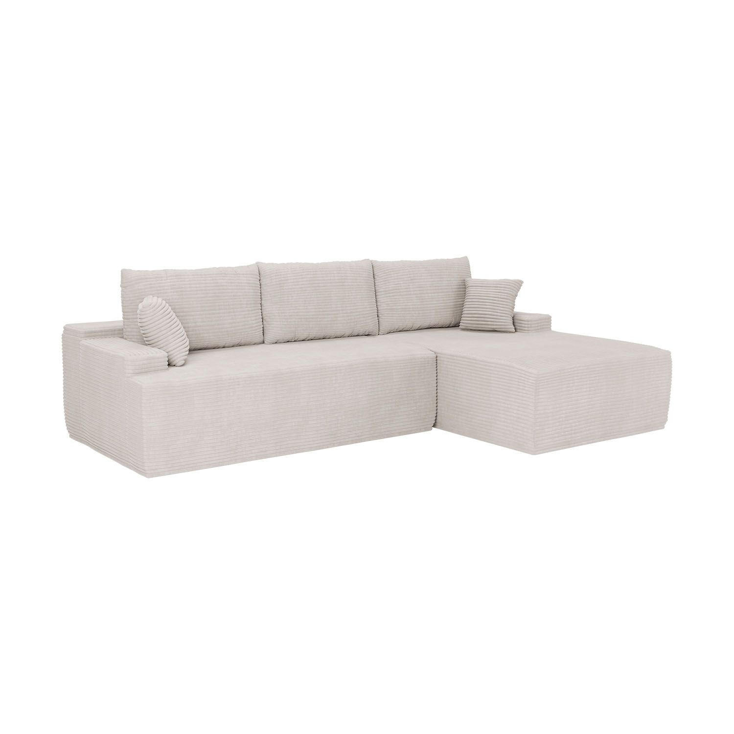 SOFA Coredo beige Cord - Beige, Textil (250/155cm) - Juskys
