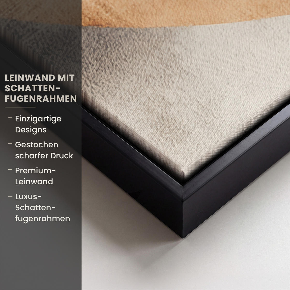 LEINWAND Bilder mit Rahmen - Abstrakt - Wellen - Schwarz - Verwittert - 60x90 - Trüffeleichefarben, Textil (60/90cm) - MuchoWow