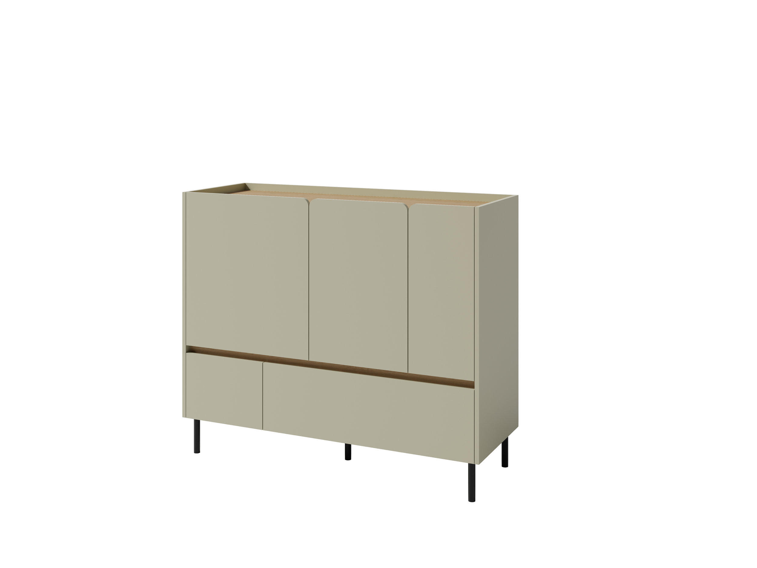 KOMMODE MURO 120/105/40cm mit 2 Schubladen 3 Türen Hellgrün - Hellgrün, Holzwerkstoff (120/105/40cm) - MASSENO