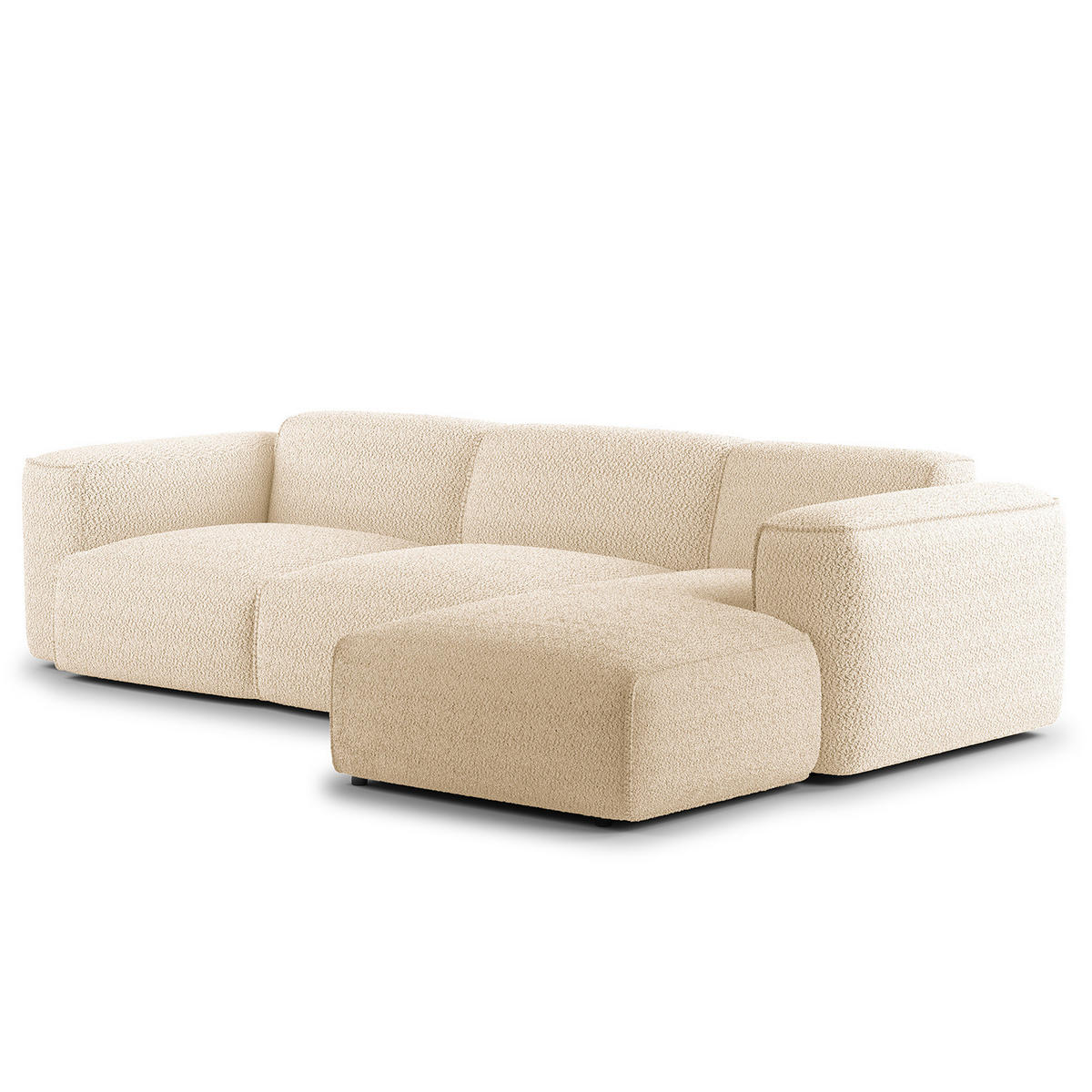 3-SITZER ECKSOFA mit Longchair - Beige/Schwarz, Kunststoff/Textil (284/173cm) - home24