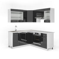 ECKKÜCHE Fame-Line Anthrazit Hochglanz/Weiß 160 x 190 cm, AP Marmor - Anthrazit/Weiß, Holzwerkstoff (190/81.6/60cm) - Vicco
