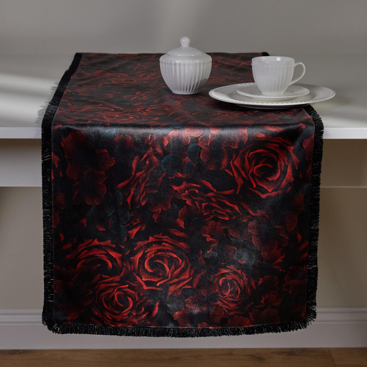 TISCHLÄUFER Estillo - Schwarz, Textil (180/40/1cm) - home&you