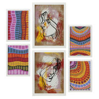 POSTER Set Mit 6 Razzle Blenden In Weibliche Zusammenfassung A3 & A4 Weißer Rahmen - Weiß, Papier (29/3cm) - Nacnic