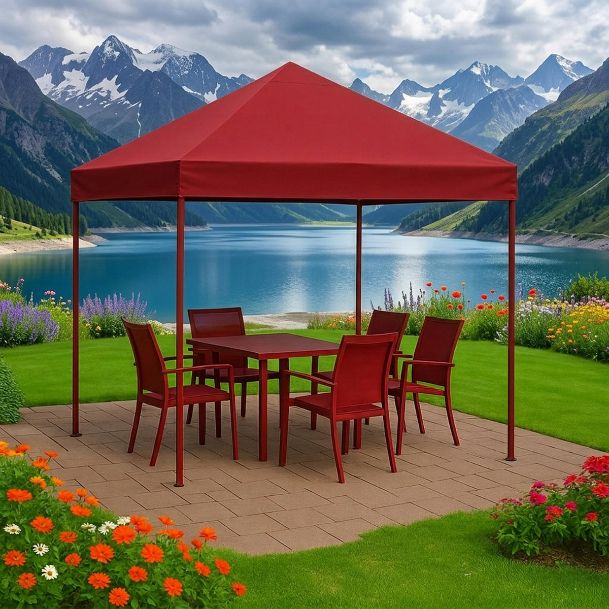 ERSATZDACH für Pavillon 3x3m, Pavillondach Toro, Wasserdicht, Farbe: Bordeaux - Rot, Kunststoff (300/0.3/300cm) - TPFGarden