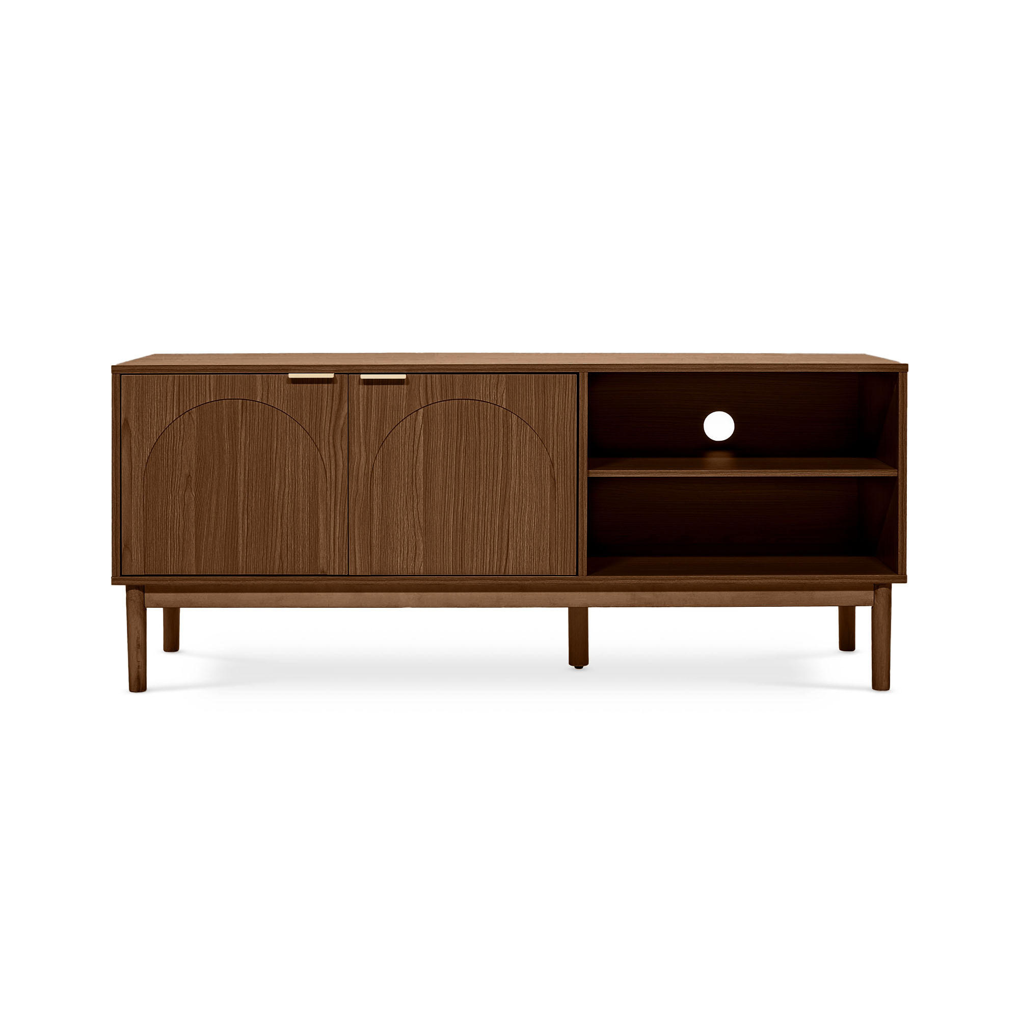 TV-STÄNDER NOLAN Nussbaumholzfarbe Stil Skandinavischer - Goldfarben/Braun, Holz/Metall (40/60/140cm) - Sicaan
