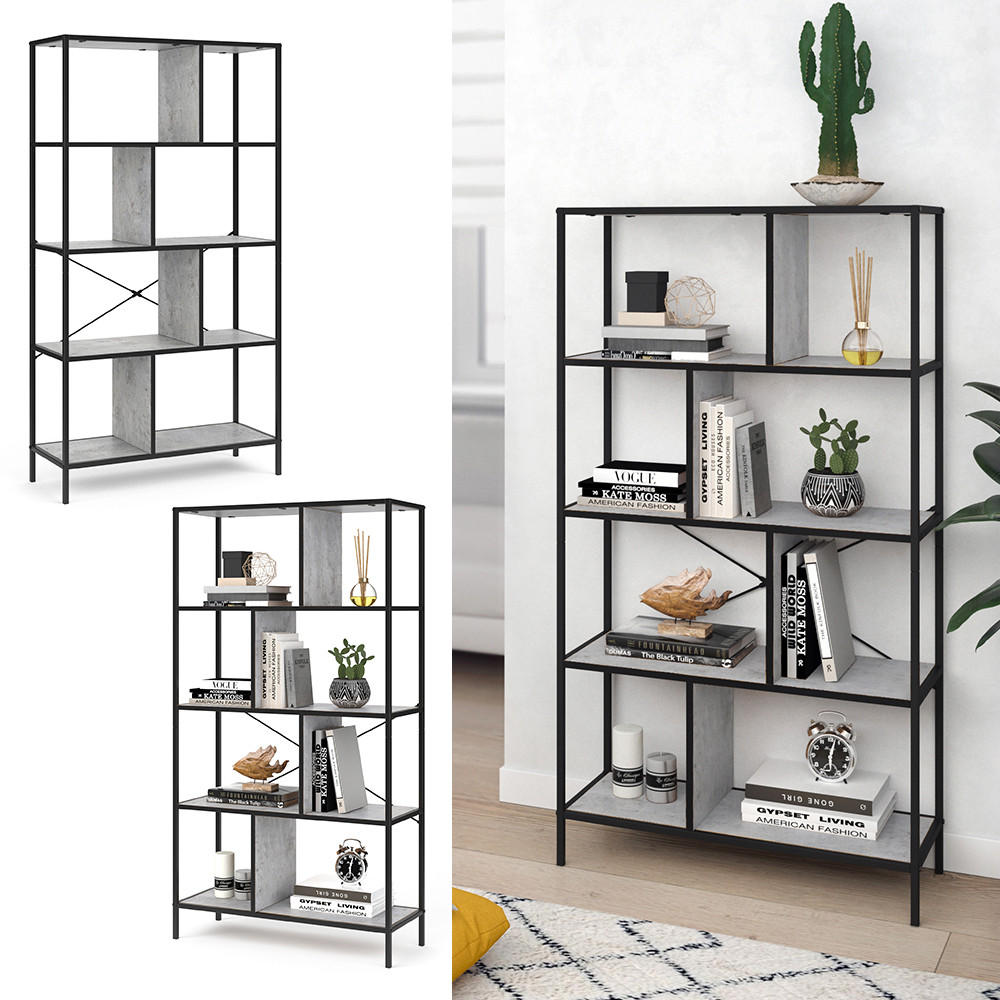 RAUMTEILER Fyrk, Beton/Schwarz, 80 x 146 cm - Grau, Holzwerkstoff (80/146/30cm) - Vicco