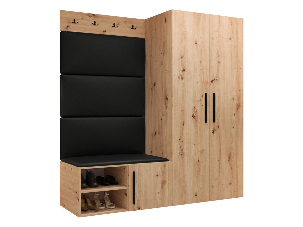 GARDEROBEN-SET Medi I - Schwarz/Eiche Artisan, Holzwerkstoff/Kunststoff (80/191/50cm) - MIRJAN24