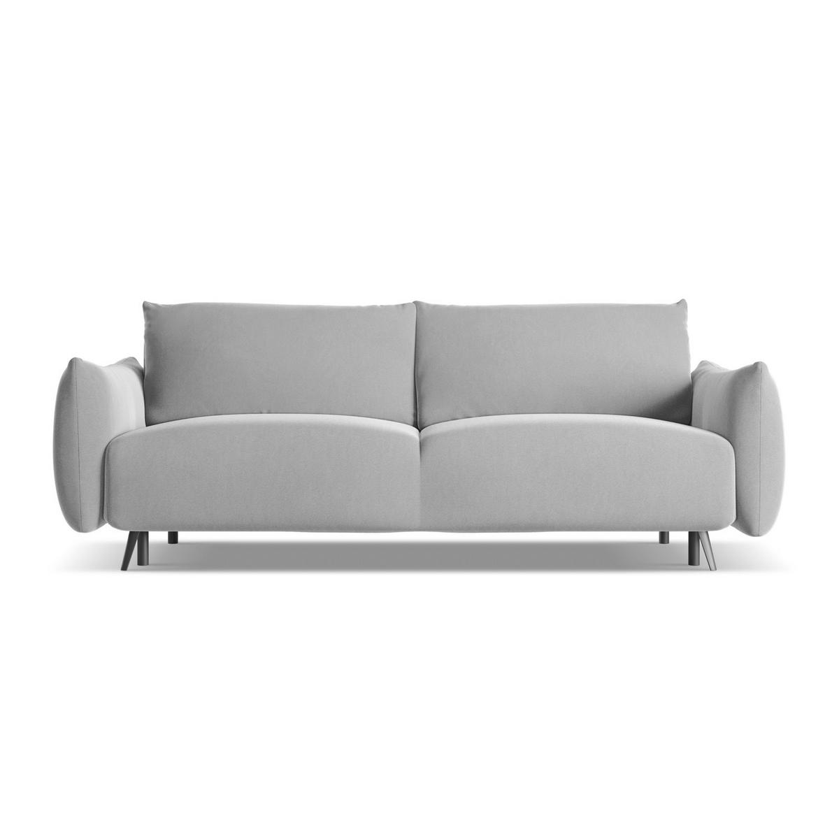 3-SITZER SOFA mit Schlaffunktion Samt Stoff Grau - Schwarz/Grau, Textil/Metall (230/86/105cm) - LaMiaSofa