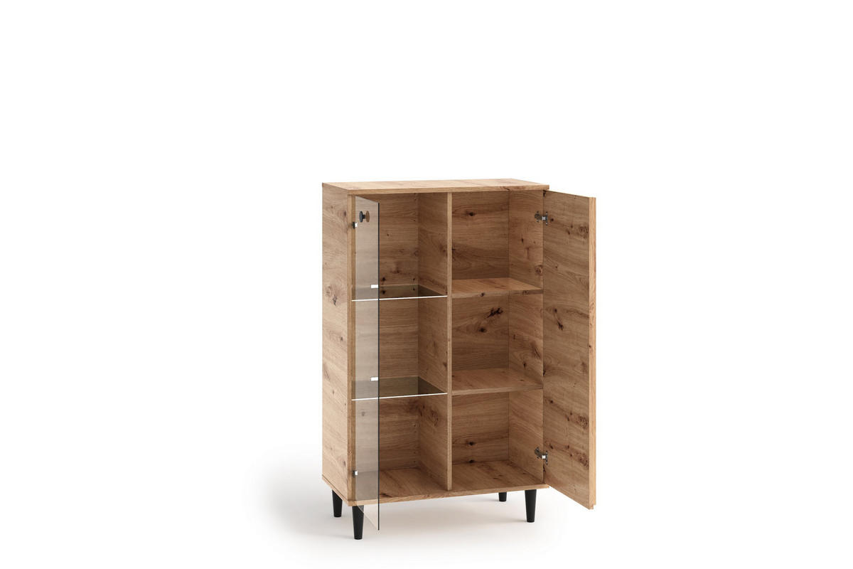 VITRINENSCHRANK ARTIANO 134,5 x 80 cm Eiche Artisan - Eiche Artisan, Holzwerkstoff (80/134.5/40cm) - MASSENO
