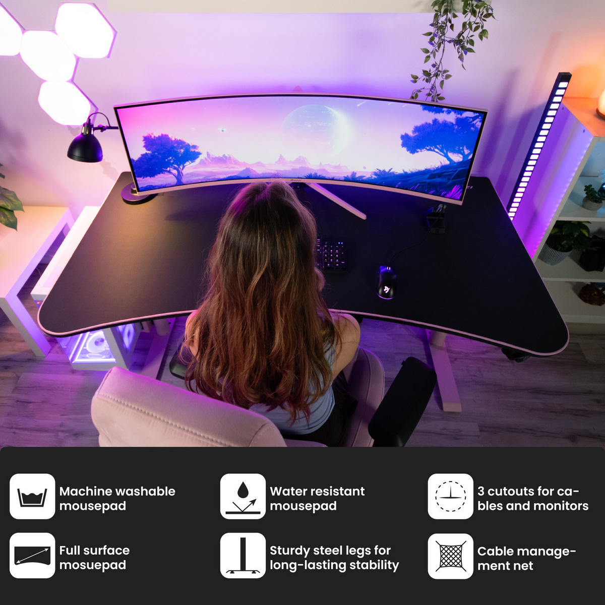 GAMINGTISCH Arena 160/82/71-81 cm Rosa - Pink, Metall (82/160/71cm) - Arozzi