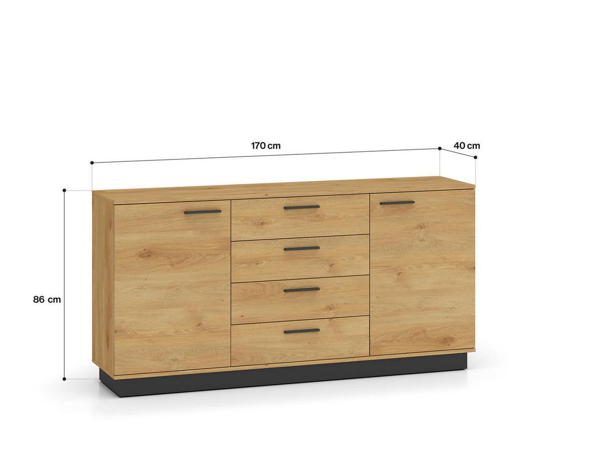 SIDEBOARD MODESTO Beige 170x40x86 cm - Beige, Holzwerkstoff (170/86/40cm) - FURNLUX