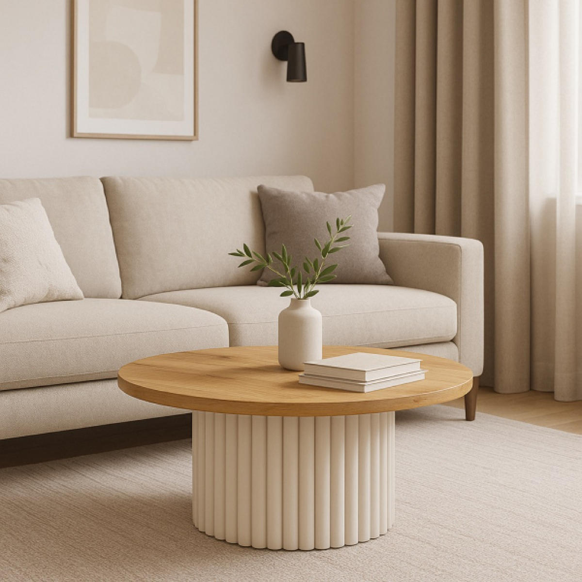 TISCH Kaschmir Riko Rundes Tischblatt Sonoma Eiche 75 cm - Braun, Holzwerkstoff (75/75/42cm) - Sepro Meble