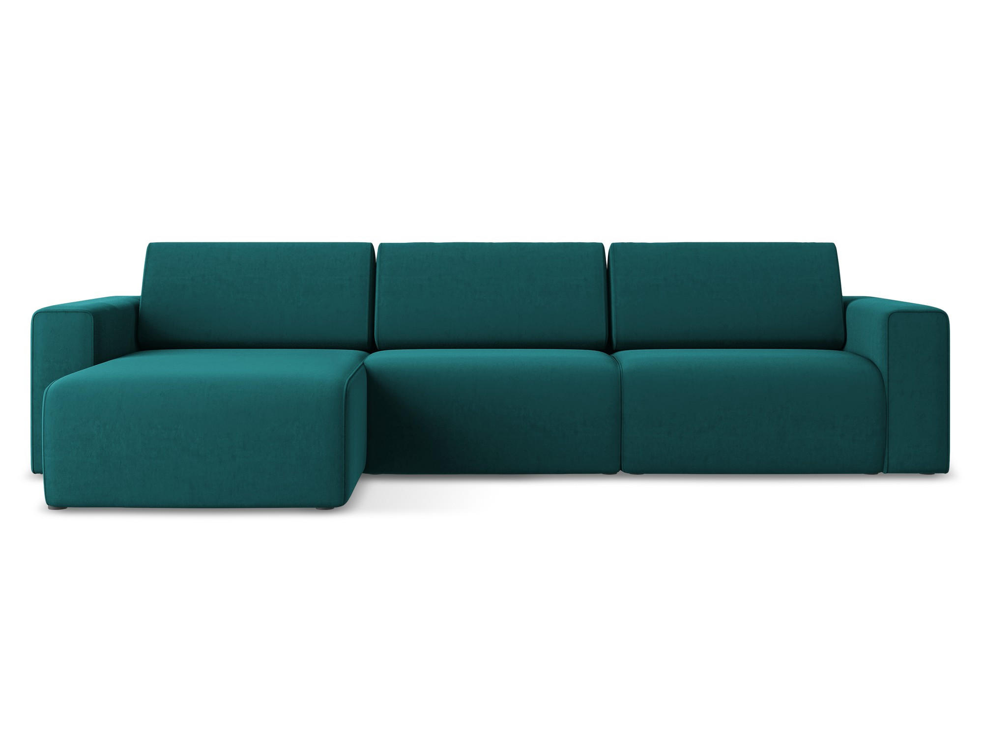 ECKSOFA Links Samt Stoff Blau - Blau/Petrol, Kunststoff/Textil (167/314cm) - Makamii