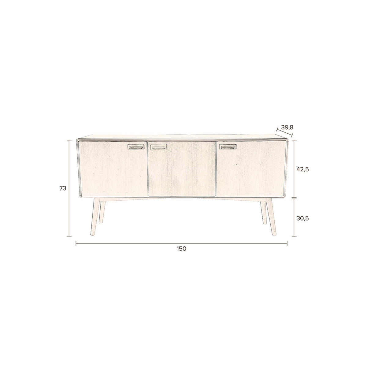 SIDEBOARD Juju Hoch Dunkelbraun - Multicolor, Holzwerkstoff (150/73/398cm) - Dutchbone