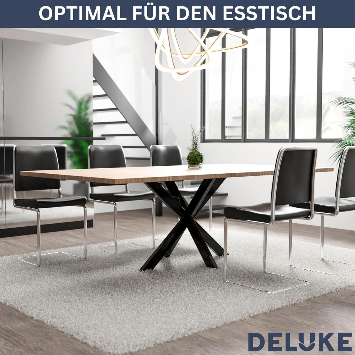 TISCHGESTELL Metall KRYT Schwarz matt 71x120x68 cm - Schwarz, Metall (120/71/68cm) - DELUKE