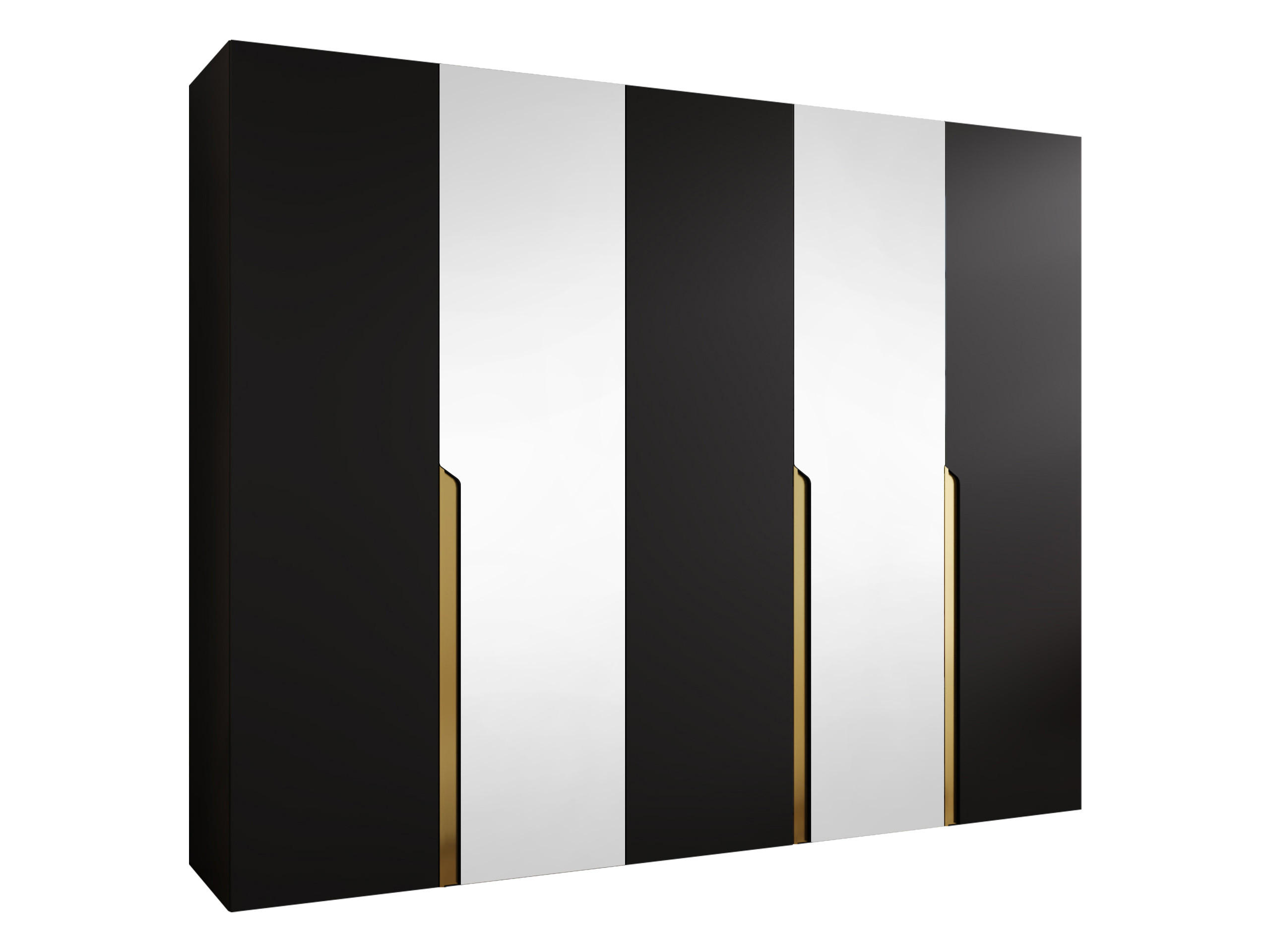 Mirjan24 Drehtürenschrank Schwarz, Gold 250x202x52 cm
