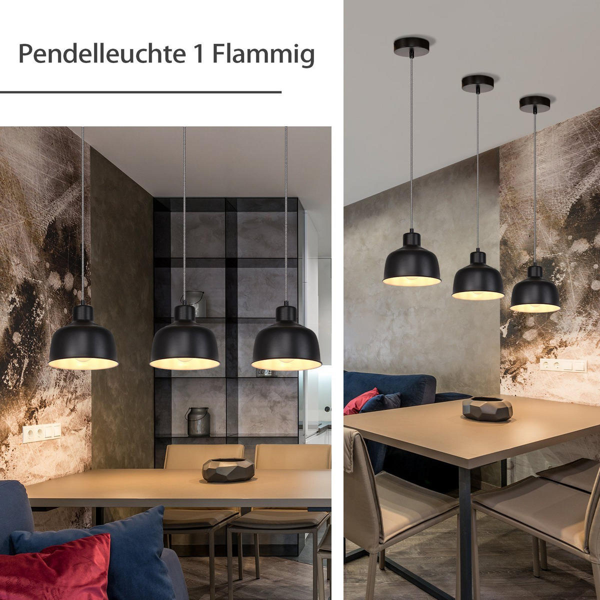 HÄNGELEUCHTE Selma 1-flammig 18/10/170 cm - Schwarz, Metall (18/10/170cm) - Nettlife