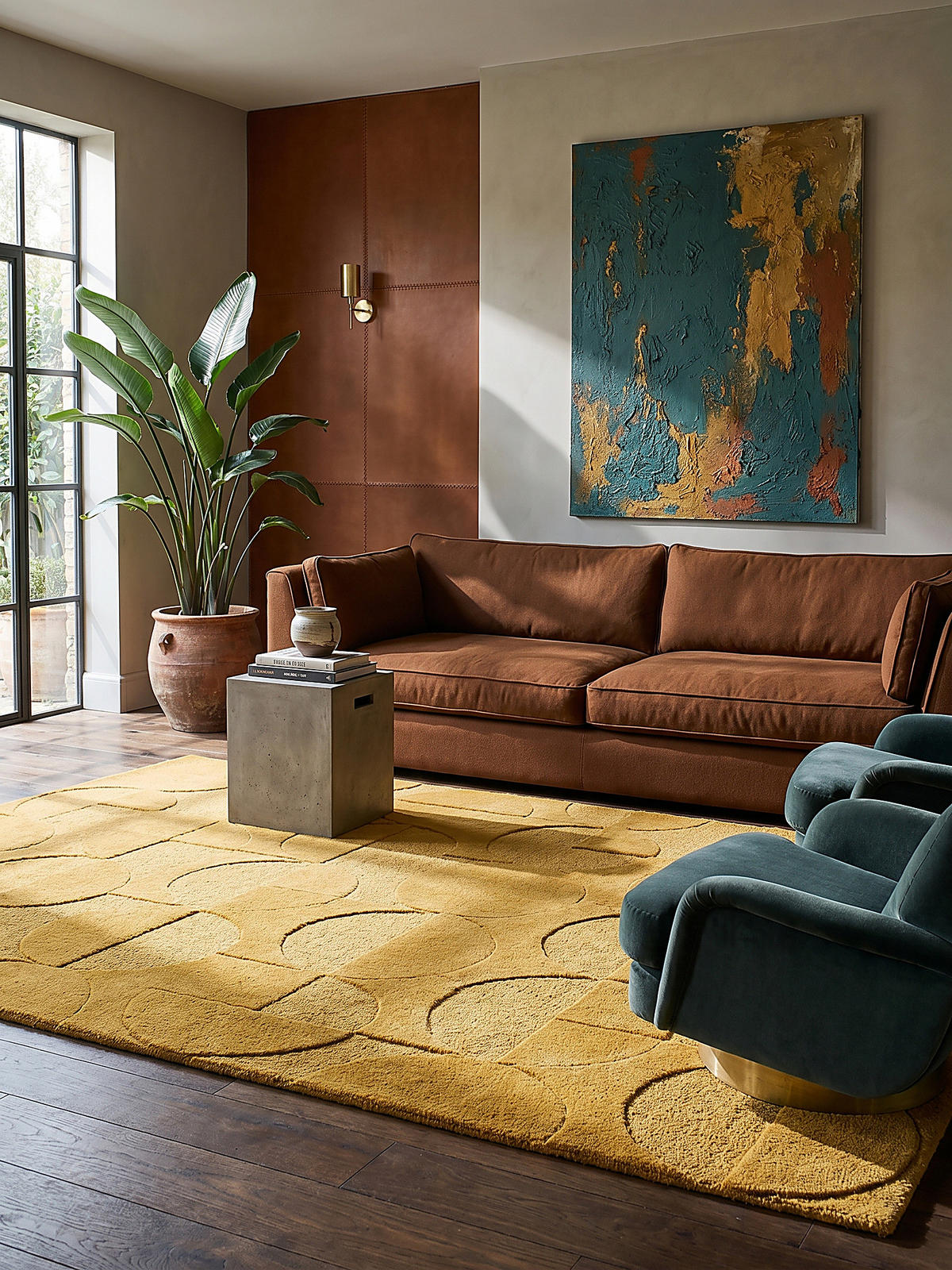 WOLLTEPPICH Geometrisches-Design, naturfarben DEBEN NOAH, Senfgelb 160x230 cm - Gelb, Textil (230/160cm) - KADIMA DESIGN