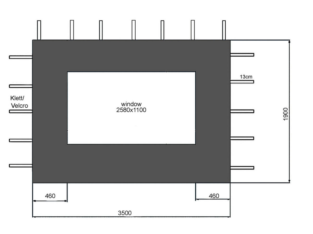2 Seitenteile mit Fenster für Pavillon Nizza 3x4m Grau - Grau, Kunststoff/Textil (250/190/350cm) - QUICK STAR