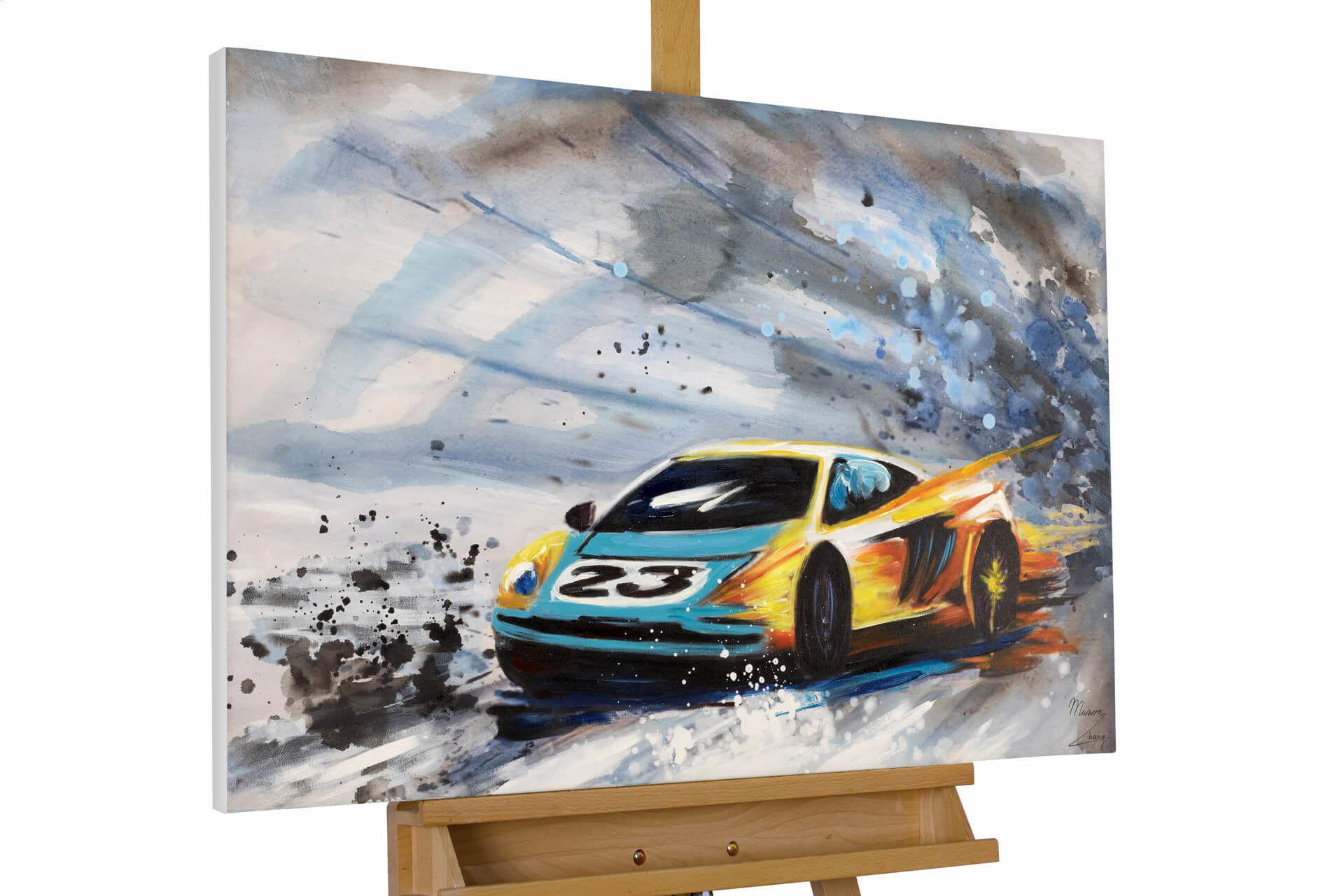 KUNSTLOFT RUČNĚ MALOVANÝ AKRYLOVÝ OBRAZ MODRÝ, 90/60 CM