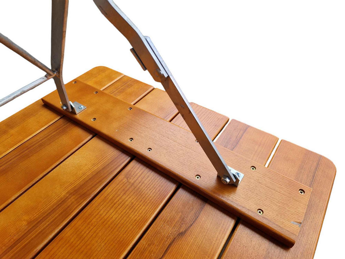 BIERGARTENTISCH BERGTAL 74x70x70cm Klappbar Eschenholz Silber/Braun 2 Peronen - Braun, Holz (70/70/74cm) - CHEFGASTRO