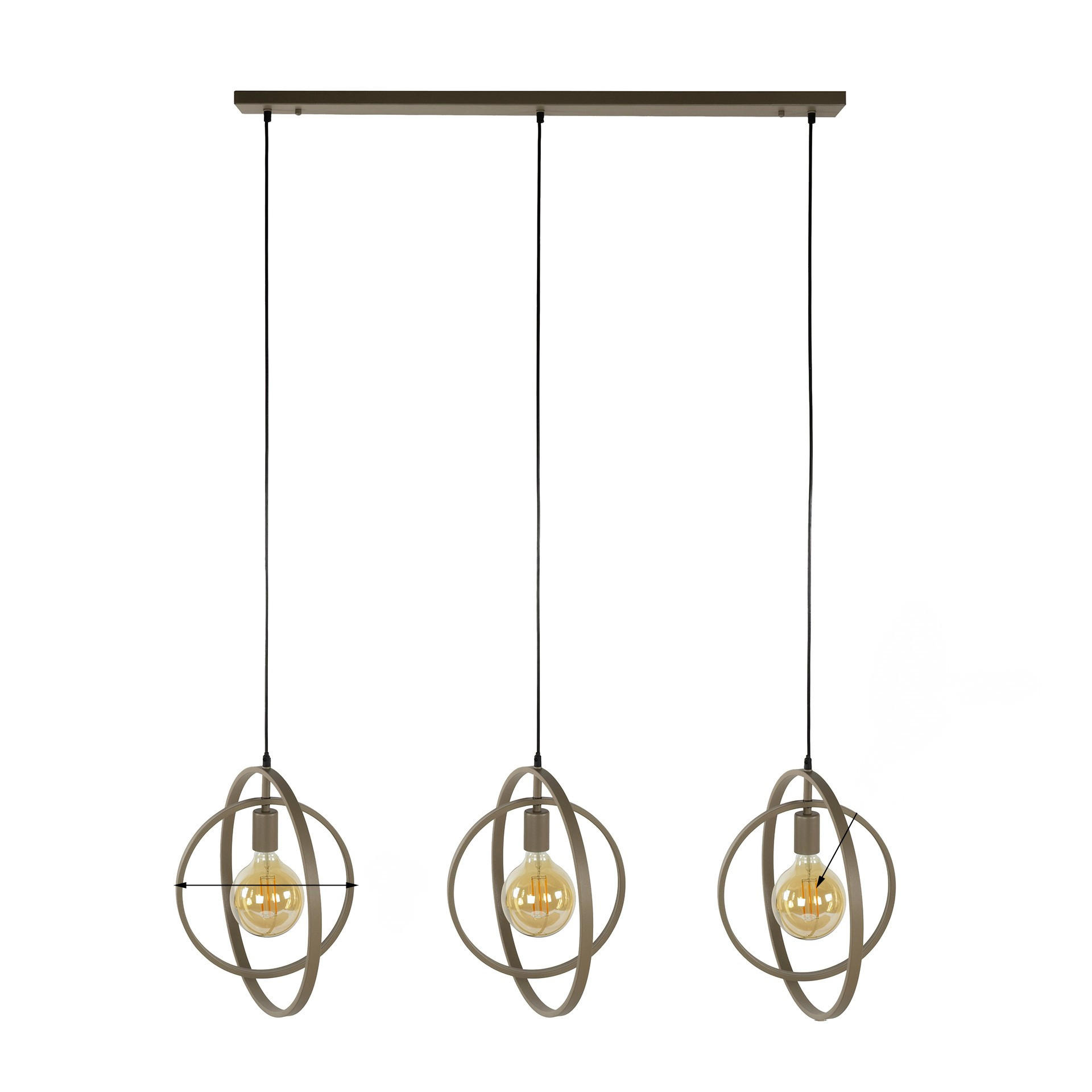 HÄNGELAMPE Turn - Beige - 30/130/150 cm - Beige, Metall (130/8/150cm) - Hoyz Collection