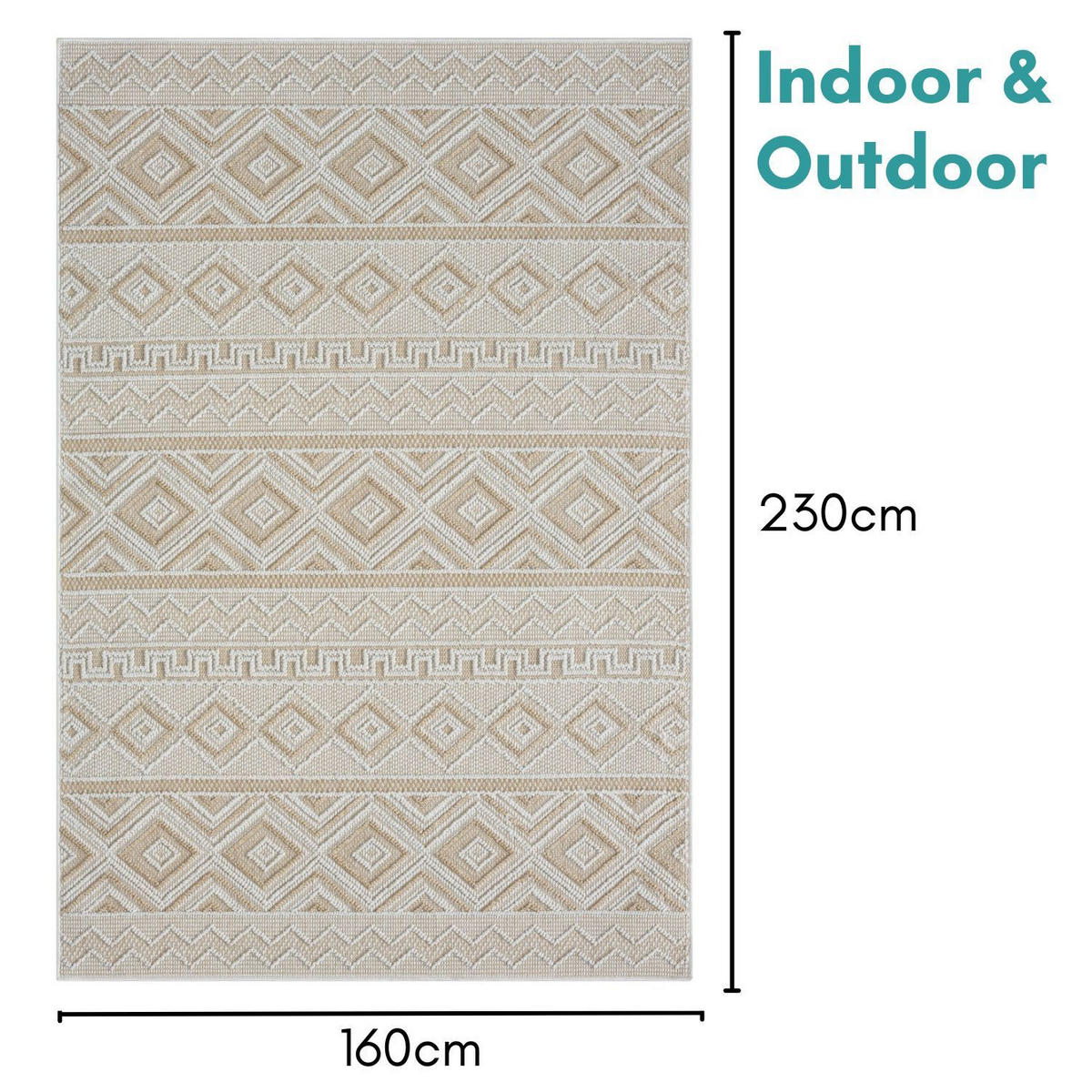 OUTDOORTEPPICH Arya Beige,Sandfarben,Creme 160/230 cm - Beige, Textil (160/230cm) - My-Rug