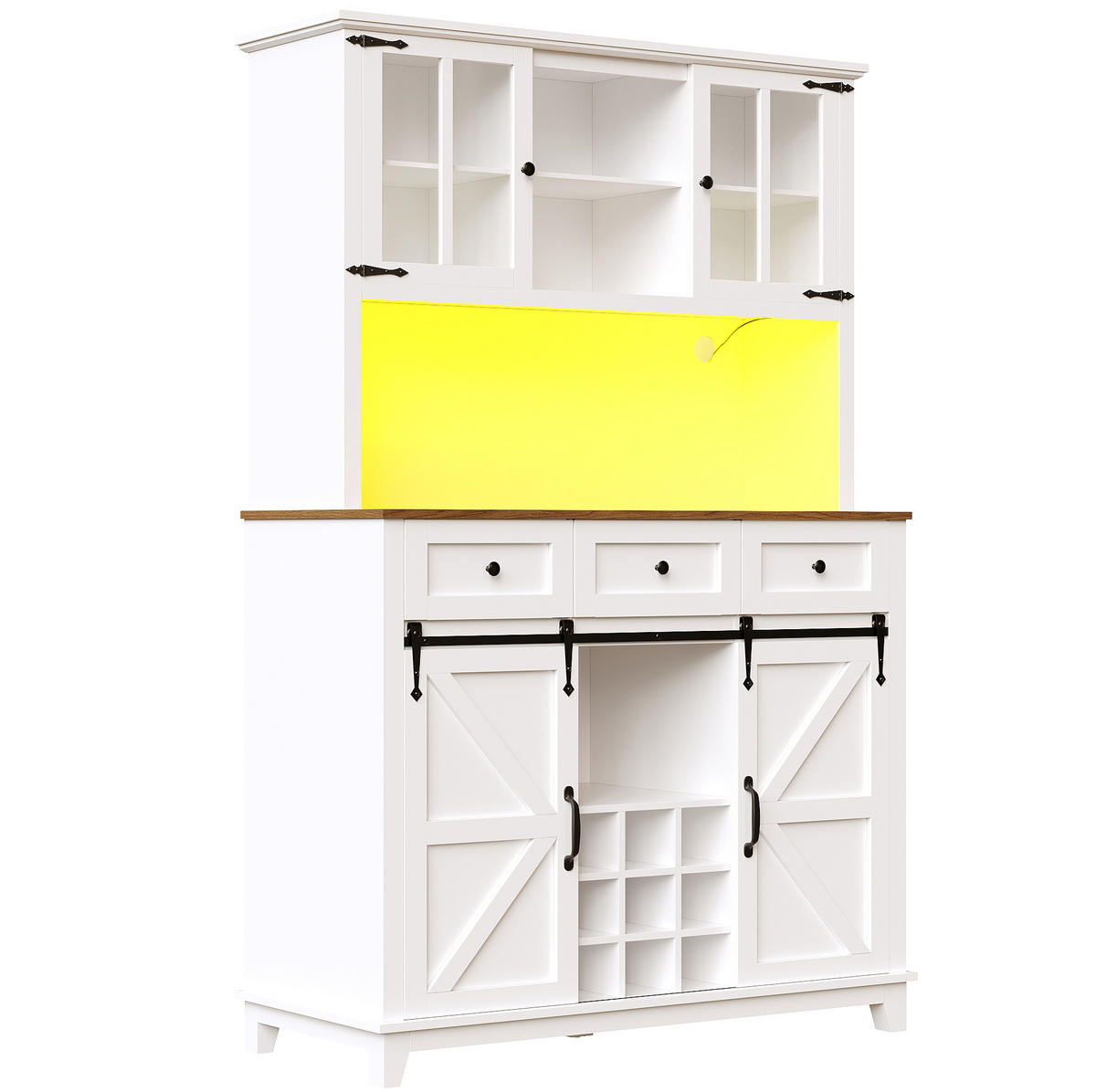BUFFET 105/180/38,4 cm Weiß aus MDF mit LED-Beleuchtung - Weiß, Holzwerkstoff (38.4/180/105cm) - OKMYHOME