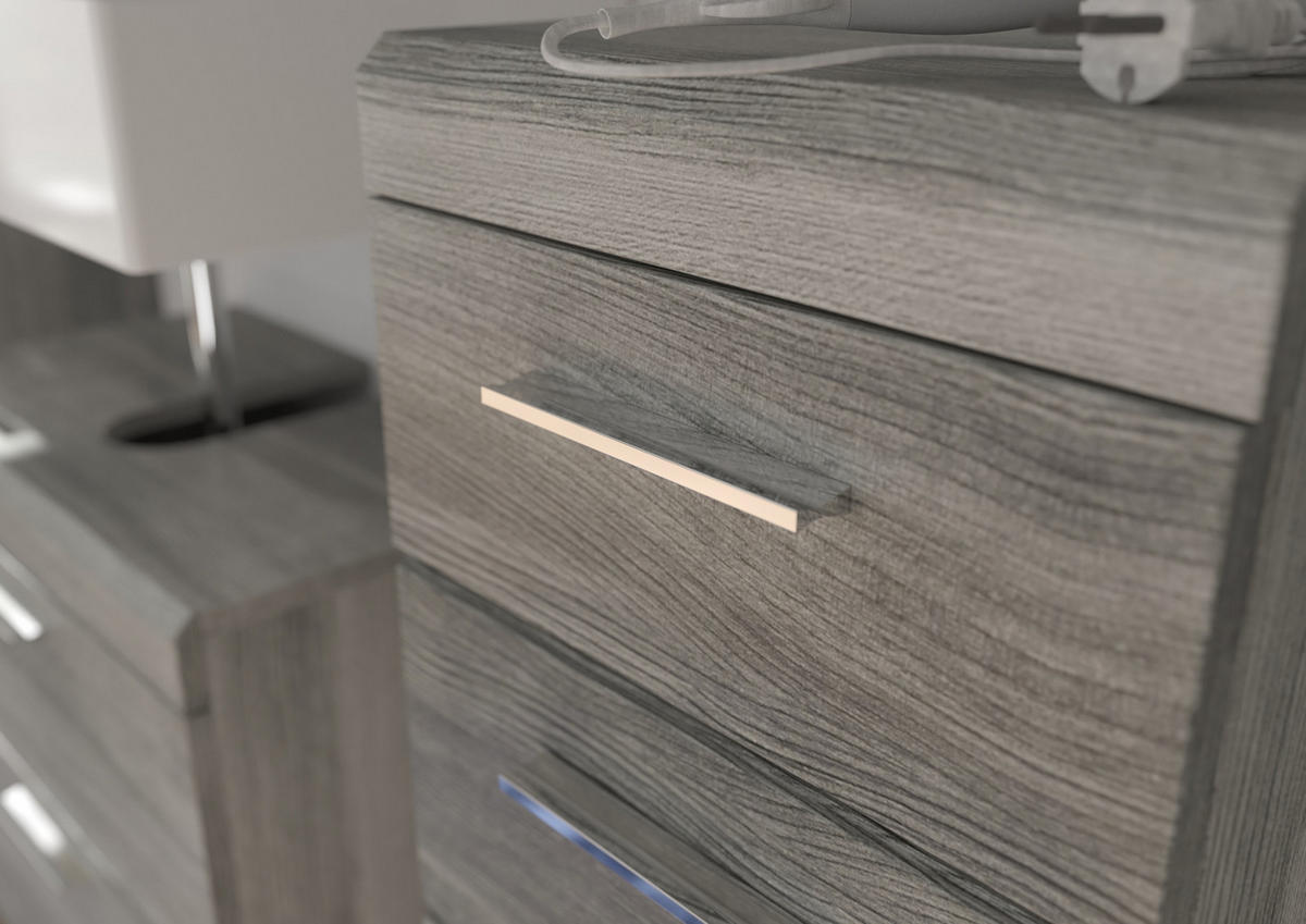 HÄNGESCHRANK grau Rauchsilber 37 cm, Badschrank Türanschlag wechselbar - Silberfarben/Grau, Holzwerkstoff/Kunststoff (37/79/24cm) - Inn.Furn