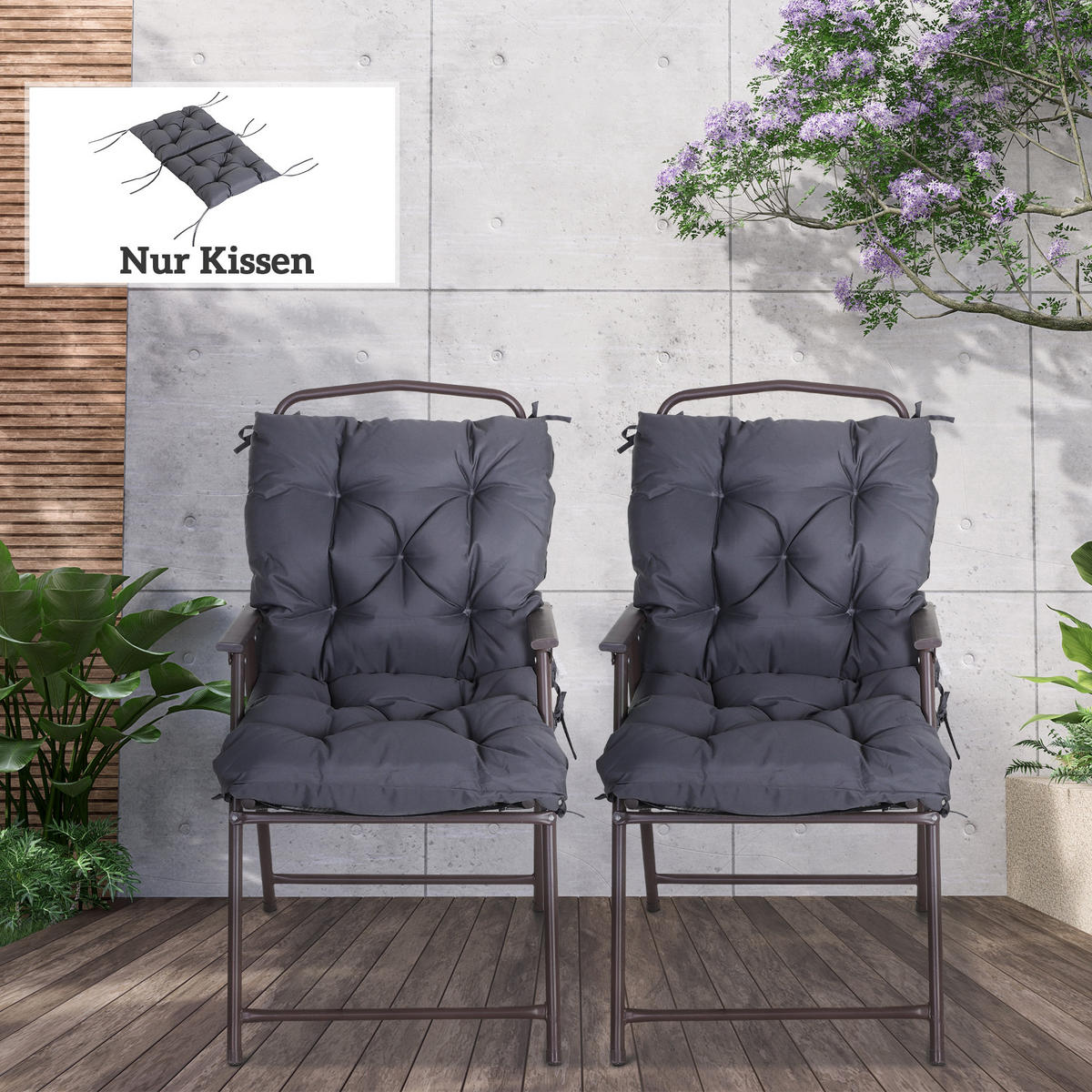 SITZKISSEN, Oxford, Schaumstoff, Grau - Grau, Kunststoff/Textil (50/8/98cm) - Outsunny