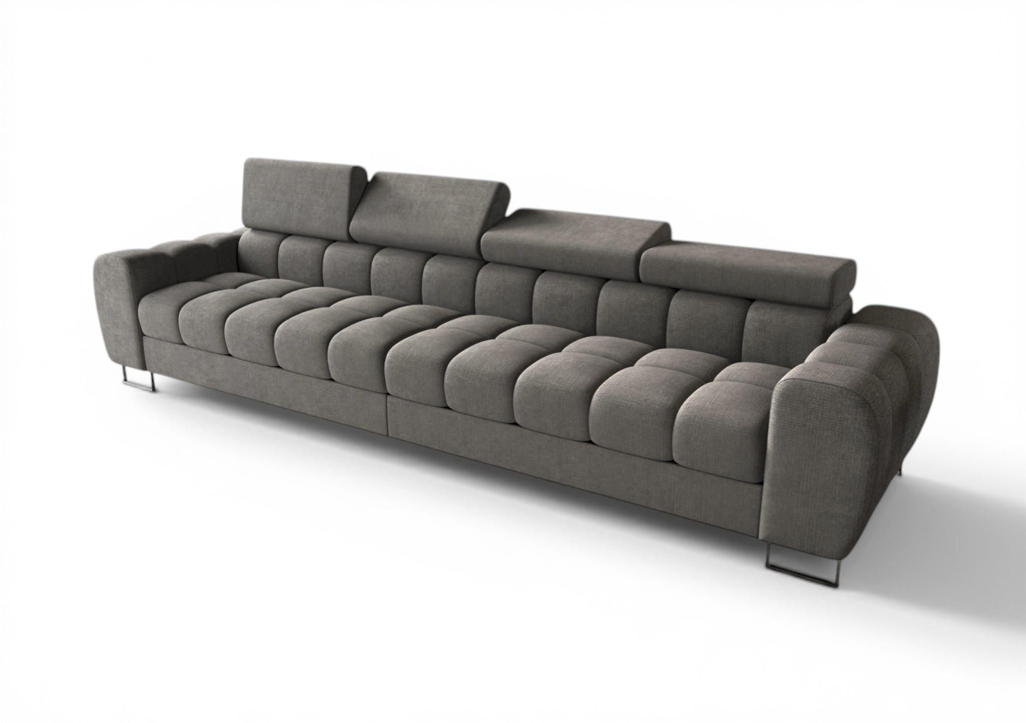 SOFA 4-sitzer Bastien In Stoff Moly - Grau, Holzwerkstoff/Textil (335/95/97cm) - Fun Möbel