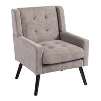 SESSEL 76/68/88 cm hellgrau aus Leinen und Massivholz mit Tufting und ergonomischer Polsterung - Hellgrau, Textil (76/88/68cm) - OKWISH