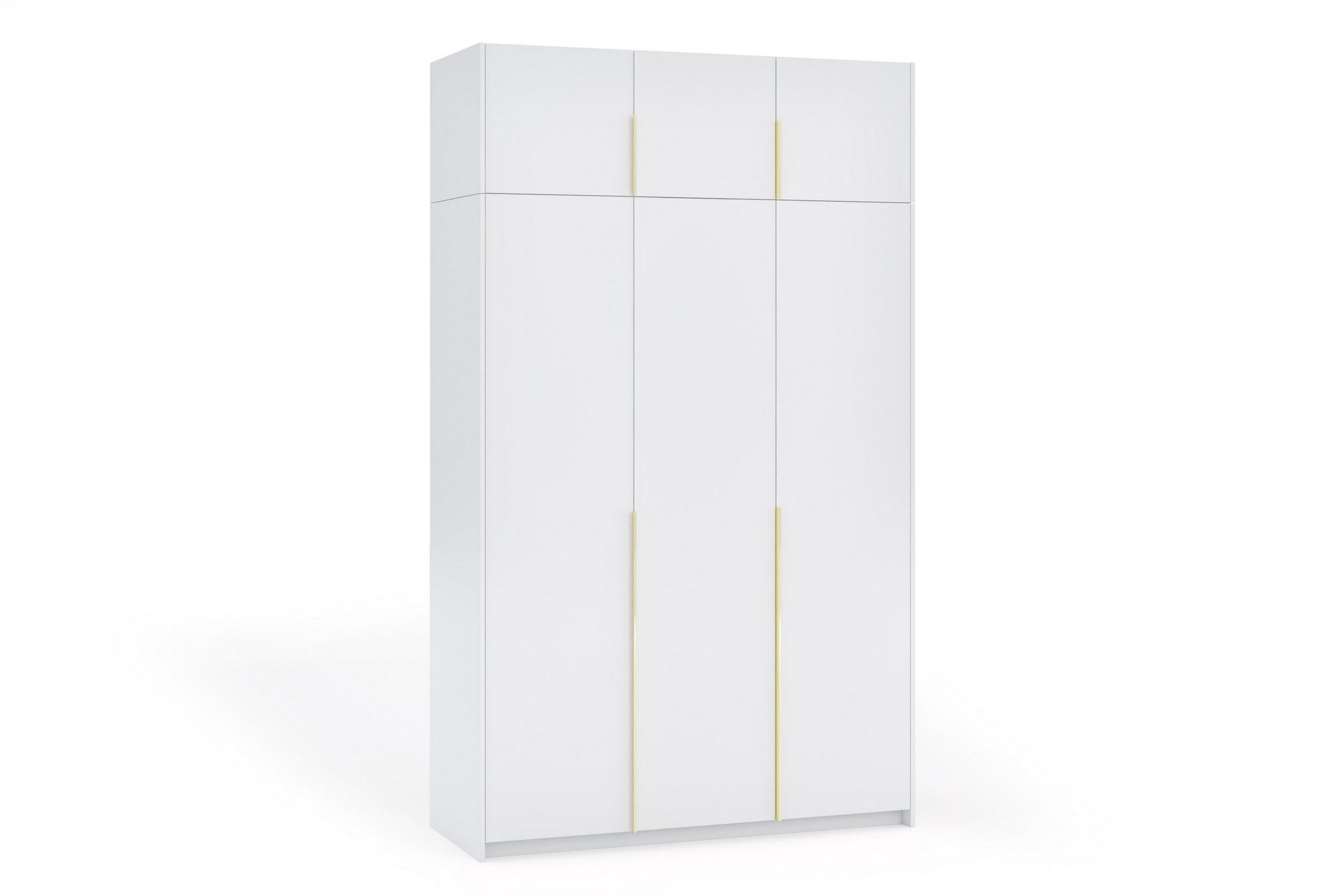 DREHTÜRENSCHRANK AMARA 148/250/58cm 3-türig Weiß - Goldfarben/Weiß, Holzwerkstoff (148/250/58cm) - MASSENO