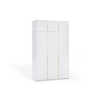 DREHTÜRENSCHRANK AMARA 148/250/58cm 3-türig Weiß - Goldfarben/Weiß, Holzwerkstoff (148/250/58cm) - MASSENO