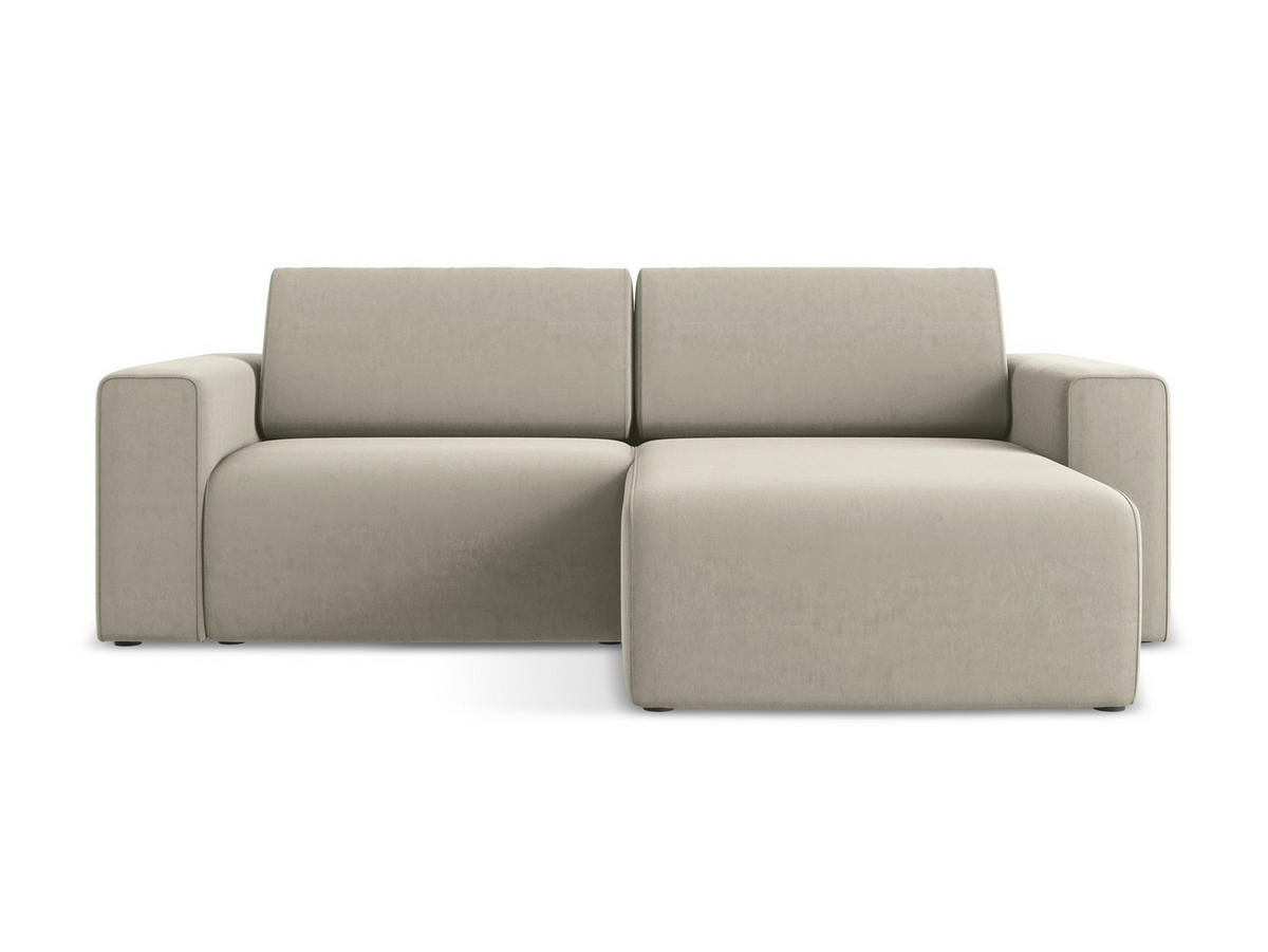 ECKSOFA Rechts Samt Stoff Creme - Perlmutt/Lila, Kunststoff/Textil (224/167cm) - Makamii